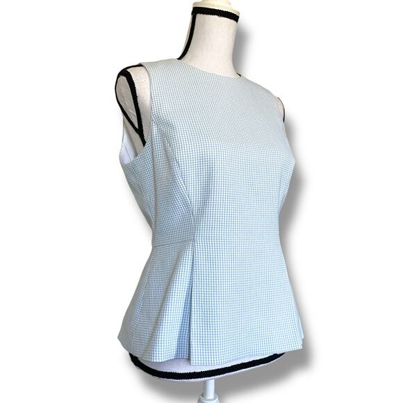 Antonio Melani Gingham Top Sleeveless Peplum Sz 10 White Blue Born on Fifth NWT - Picture 9 of 15